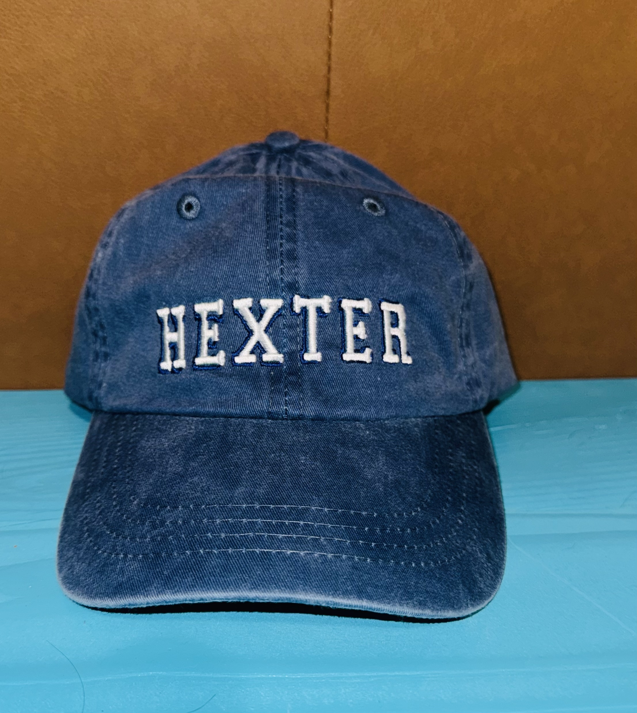 Distressed Blue Embroidered Ball Cap Hexter