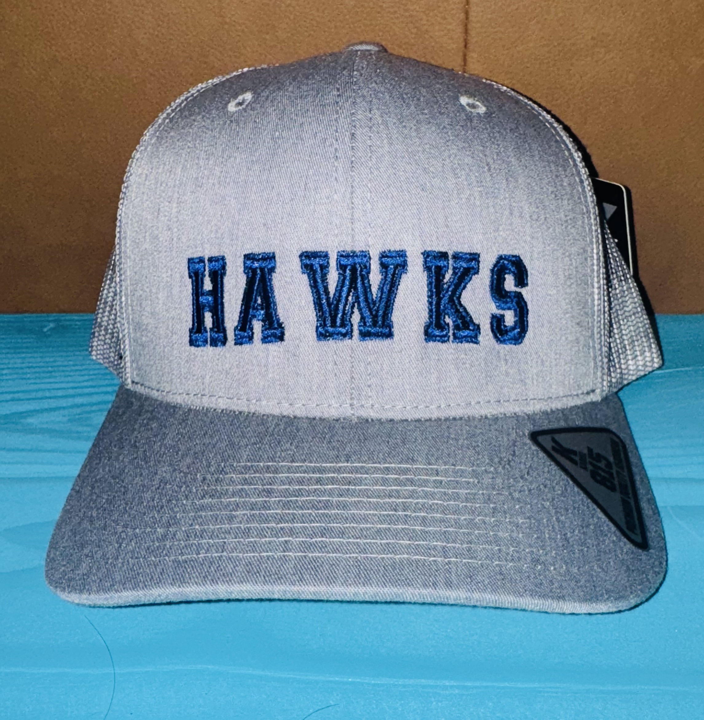 Grey Embroidered Hawks Hat